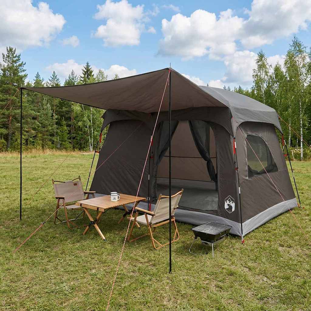 Familienzelt 8 Personen Braun Grau Polyester