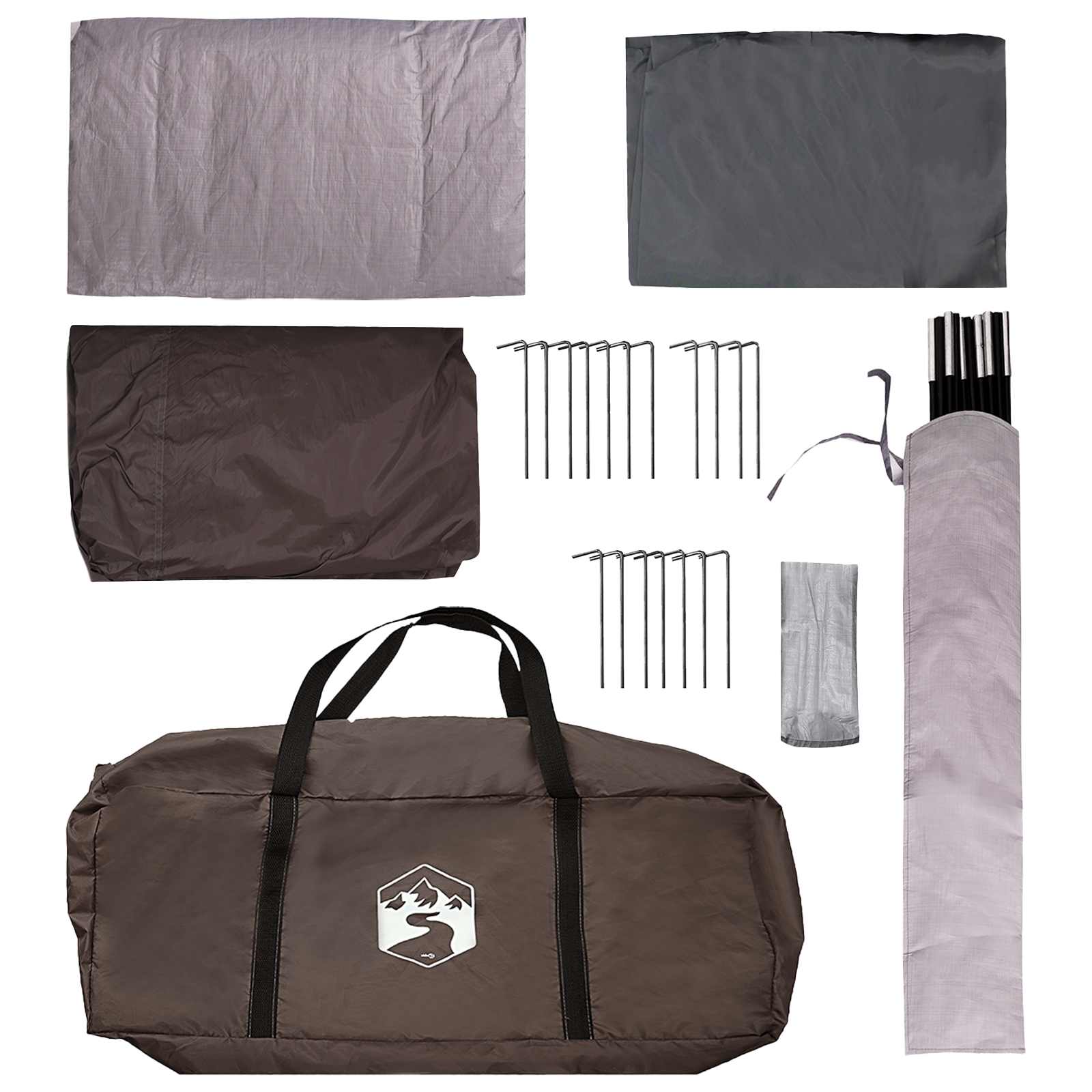 Familienzelt 14 Personen Braun Grau Polyester und Stahl