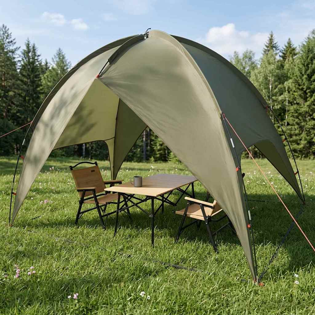Campingzelt mit Regenhaube wasserdicht 4 Personen Olivgrün