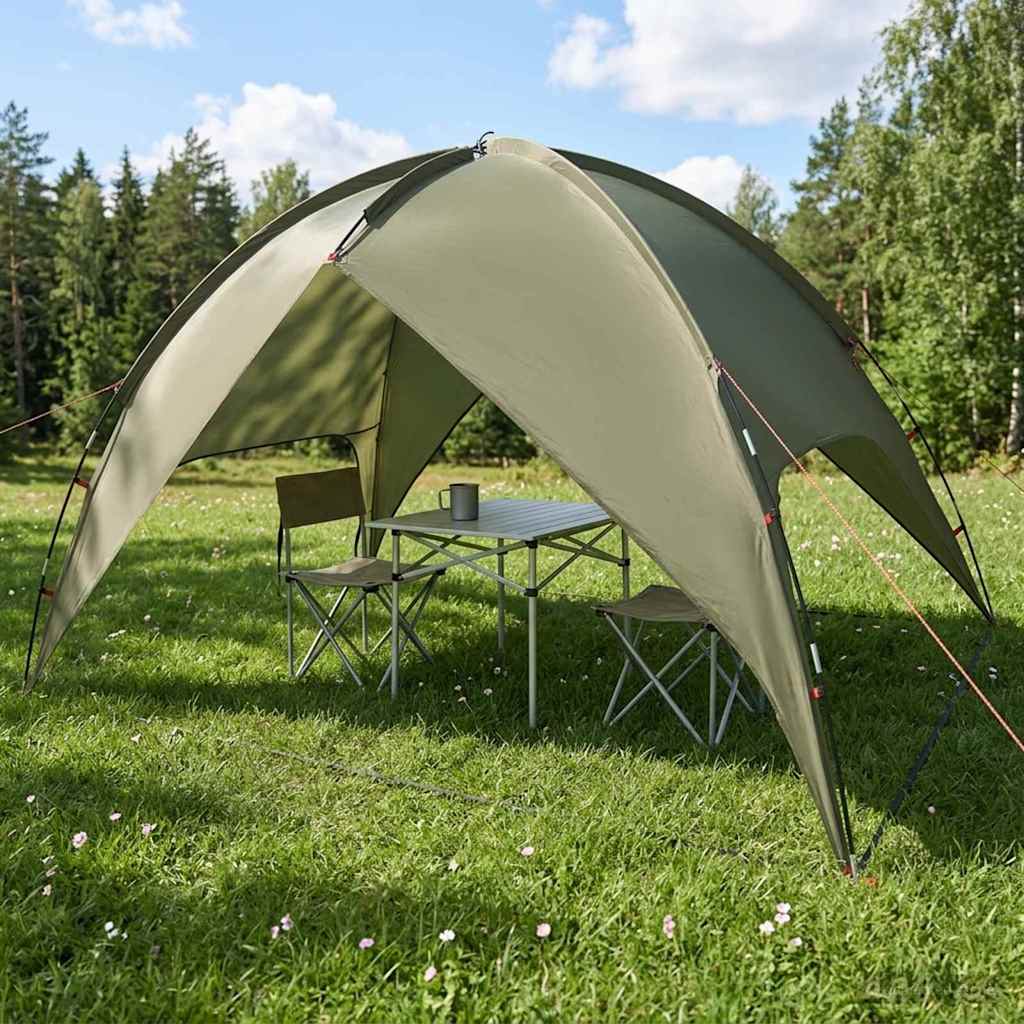 Campingzelt mit Regenhaube wasserdicht 4 Personen Olivgrün