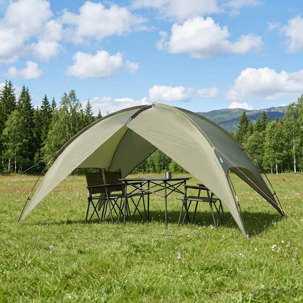 Campingzelt mit Regenhaube wasserdicht 4 Personen Olivgrün