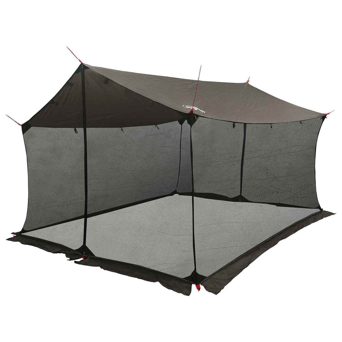 Camping-Tarp mit Netzwänden Braun Grau 340 x 260 x 220 cm