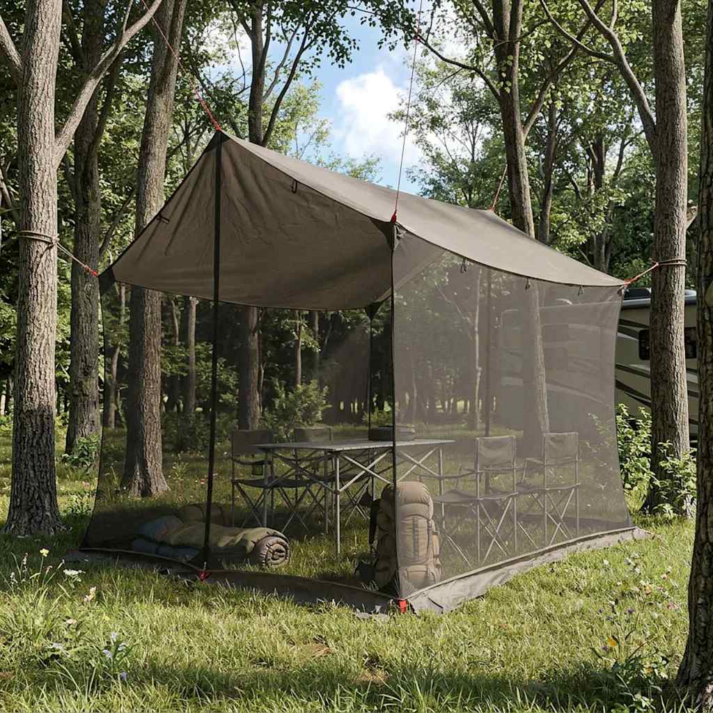 Camping-Tarp mit Netzwänden 270 x 210 x 210 cm Braun Grau
