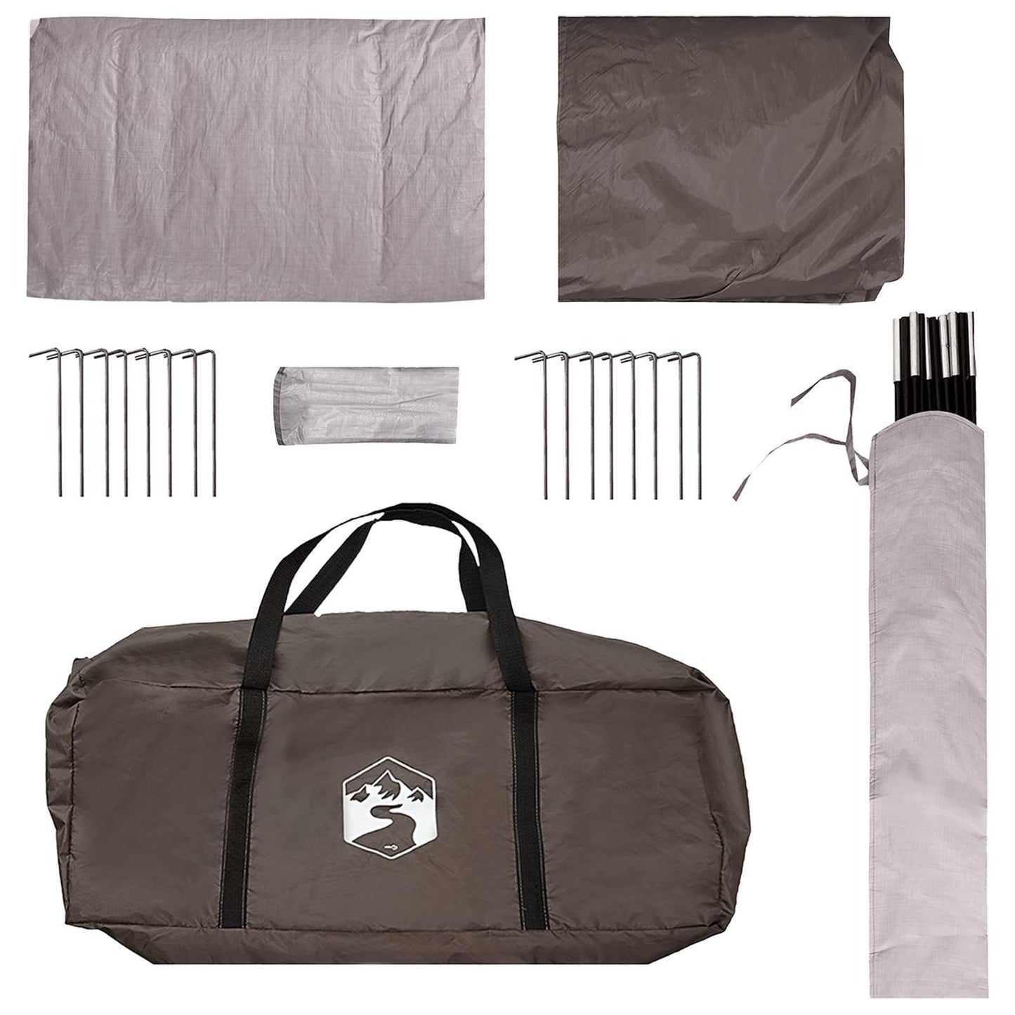 Hütten-Zelt mit Dach Braun grau 8-Personen Polyester und Stahl