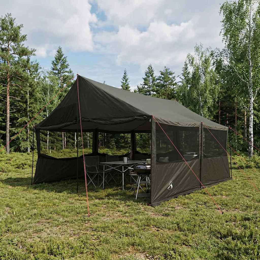 Familienzelt Braun grau 450 x 400 x 265 cm Polyester und Stahl