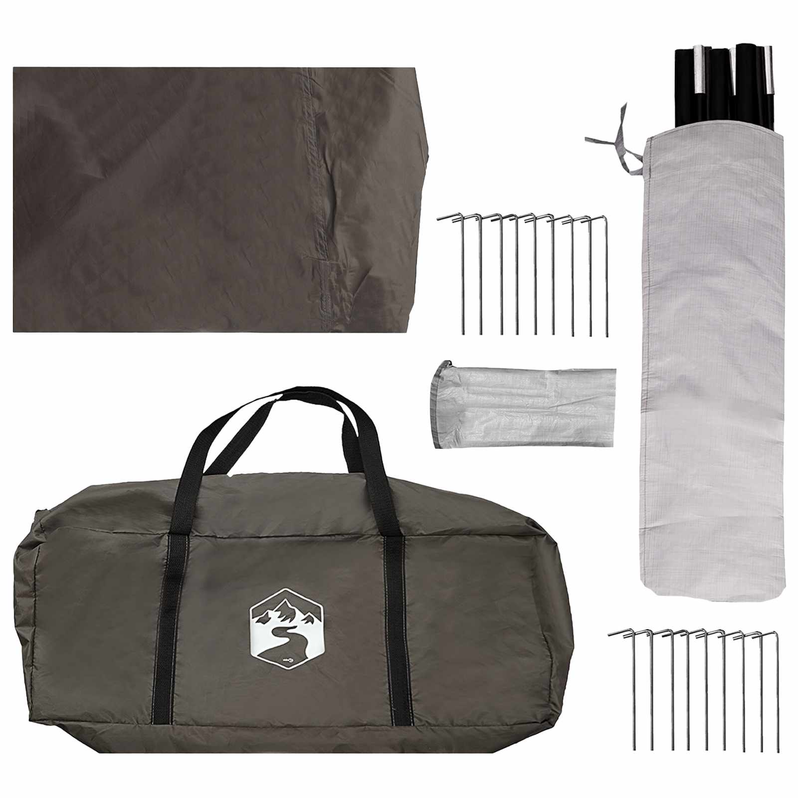 Familienzelt Braun grau 600 x 400 x 268 cm Polyester und Stahl
