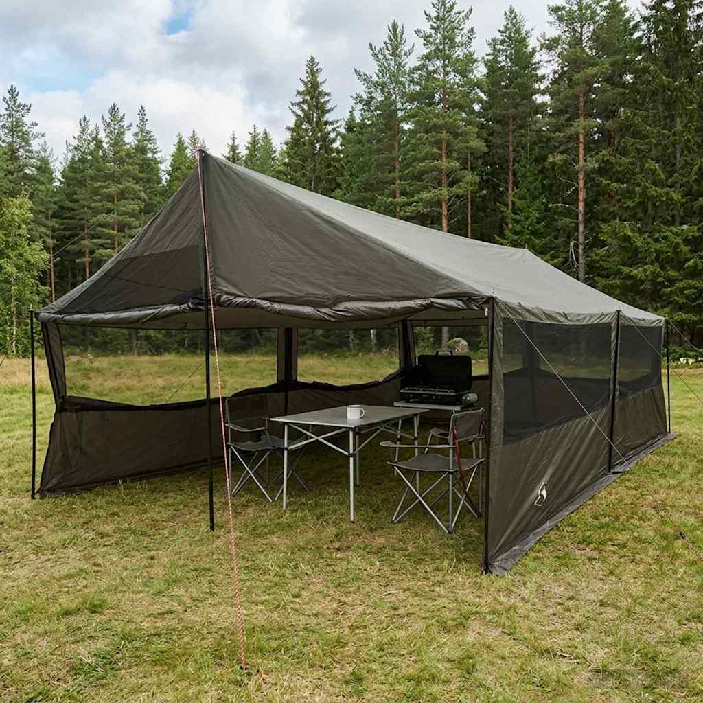 Familienzelt Braun grau 600 x 400 x 268 cm Polyester und Stahl