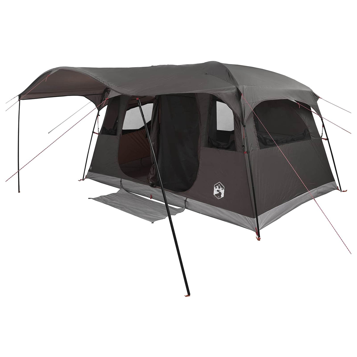 Tunnelzelt 6 Personen Braun Grau Polyester und Stahl