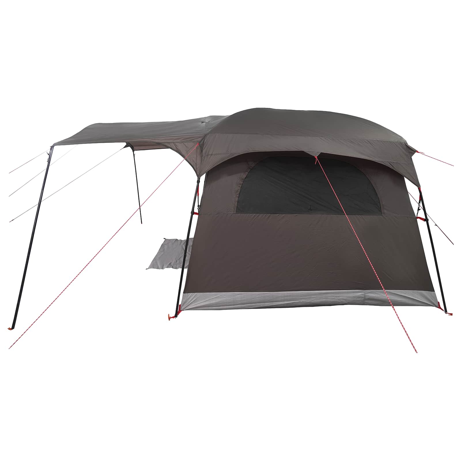 Tunnelzelt 10 Personen Braun Grau Polyester und Stahl