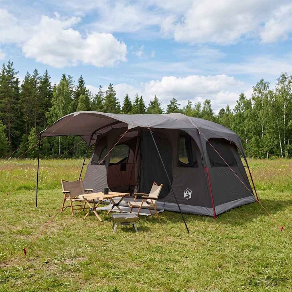 Tunnelzelt Braun Grau 427 x 305 x 205 cm Polyester und Stahl