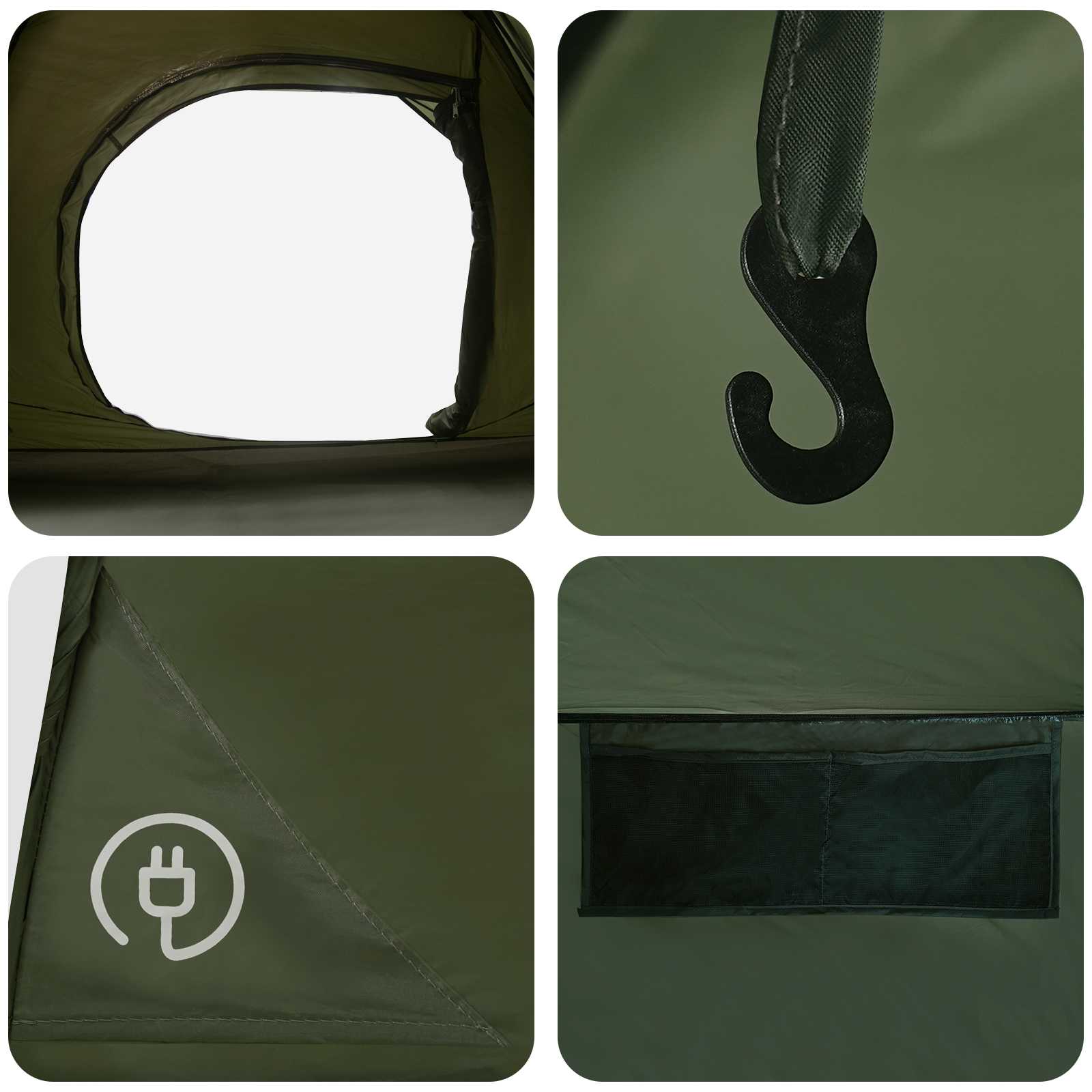 Sofort Zelt Olive Grün 305 x 215 x 140 cm Polyester und Stahl