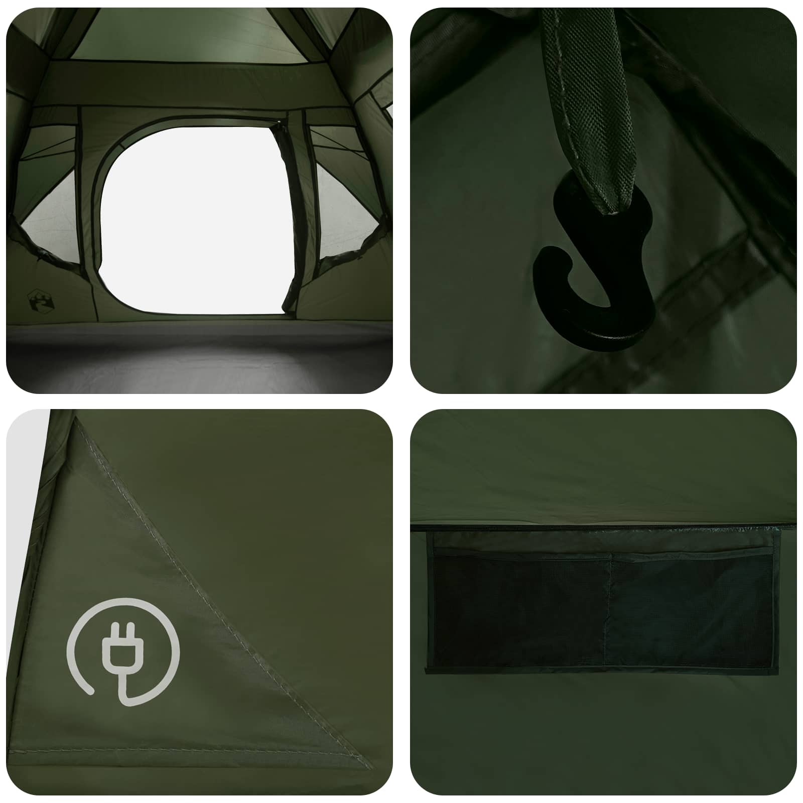 Sofort Zelt Olive Grün 305 x 275 x 190 cm Polyester und Stahl