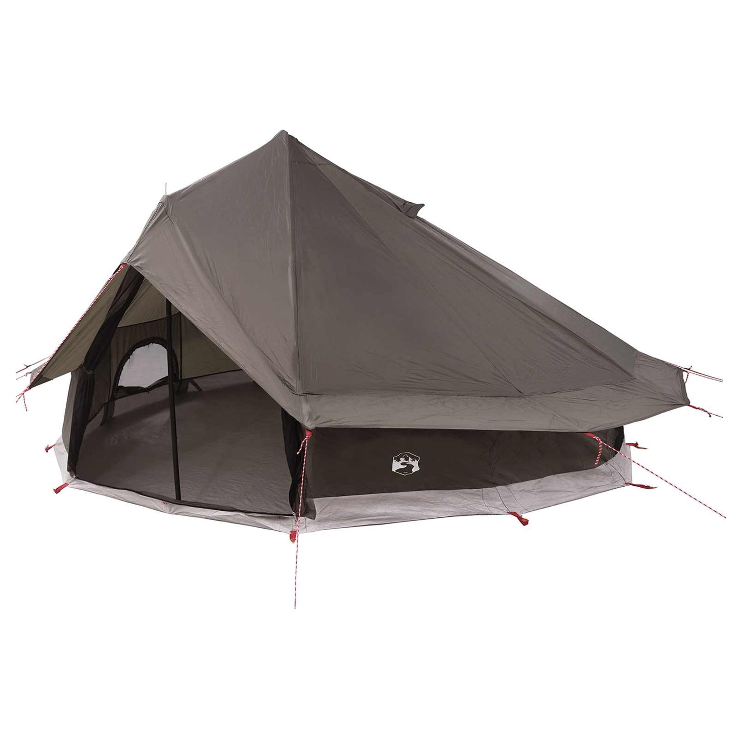 Tipi Zelt 18 Personen Braun Grau Polyester und Stahl
