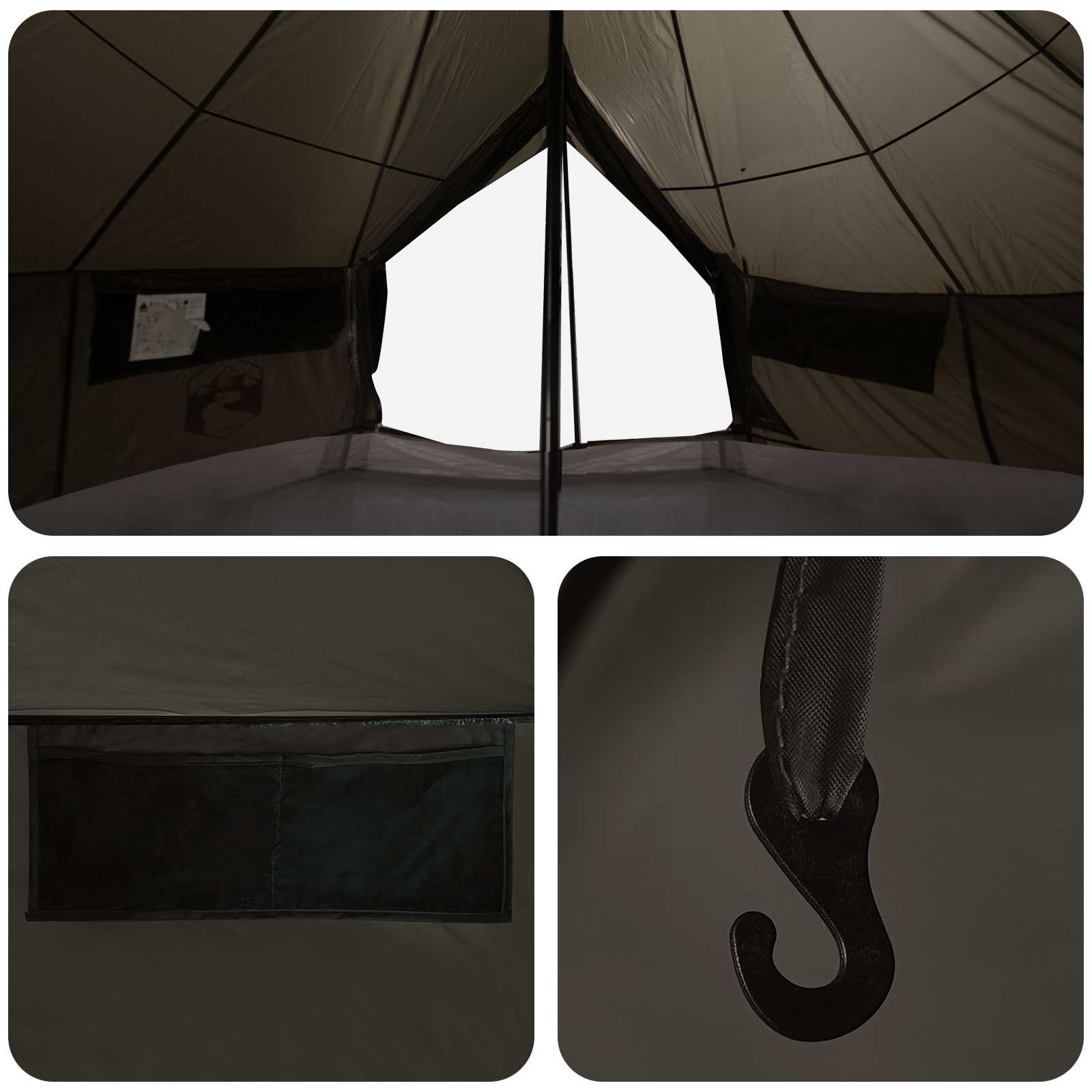 Tipi Zelt 20 Personen Braun Grau Polyester und Stahl