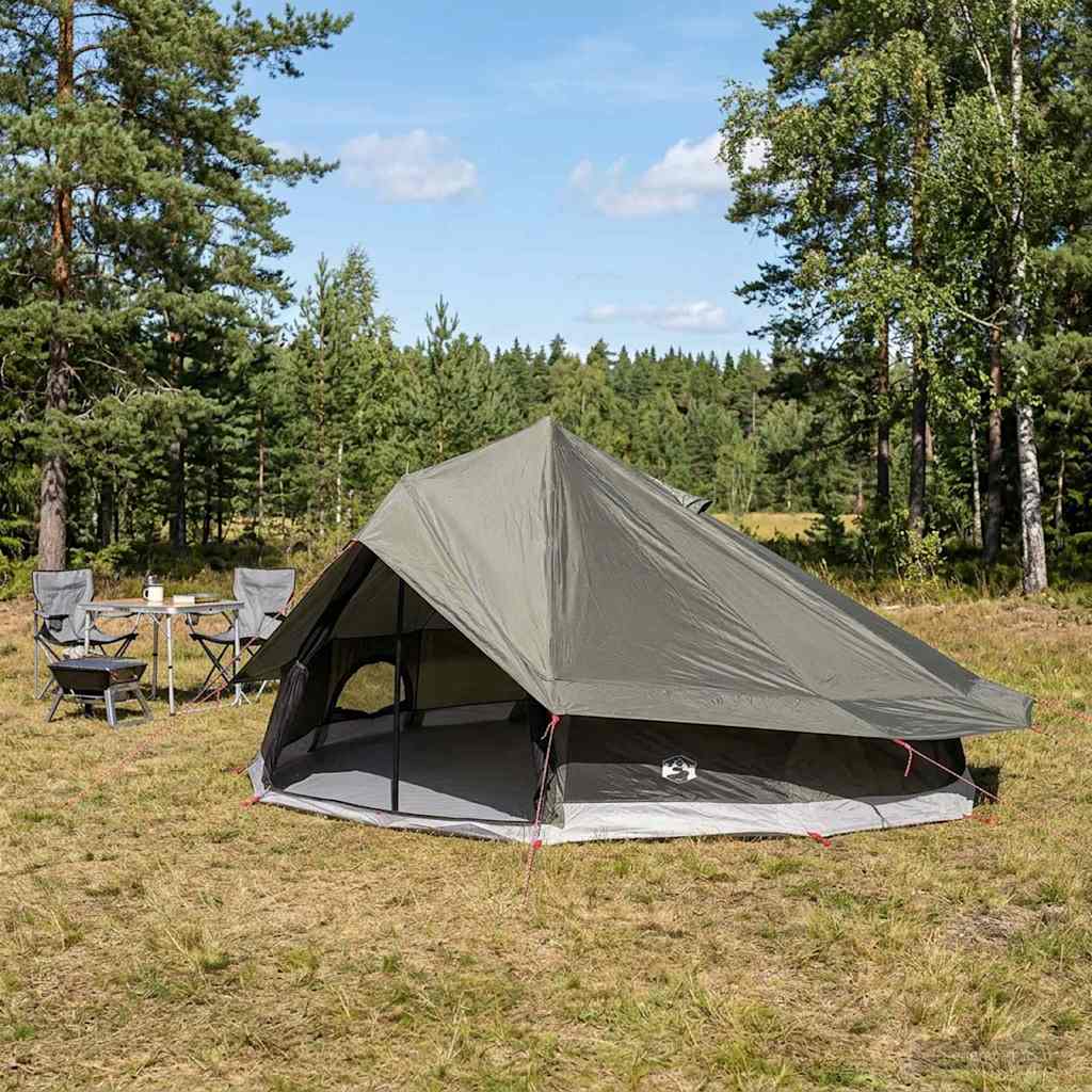 Tipi Zelt 20 Personen Braun Grau Polyester und Stahl