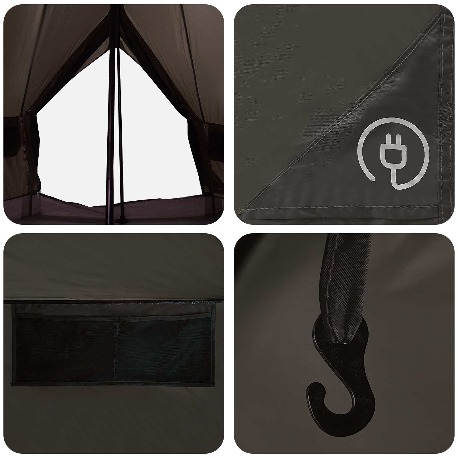 Tipi Zelt 4 Personen Braun Grau Polyester und Stahl