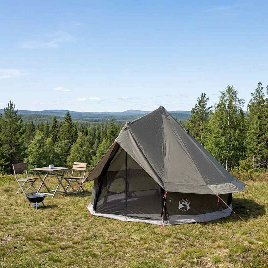 Tipi Zelt 4 Personen Braun Grau Polyester und Stahl