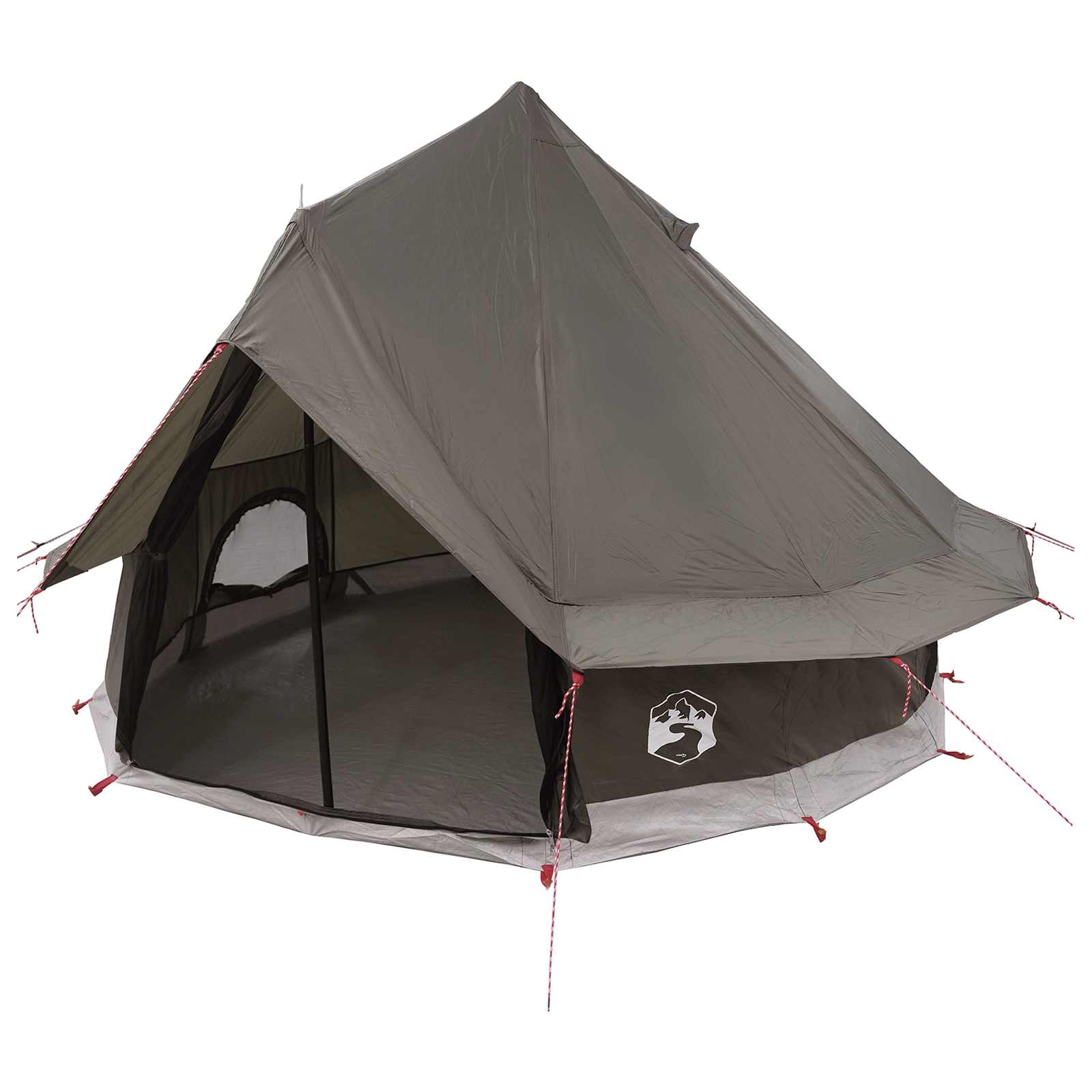 Tipi Zelt 4 Personen Braun Grau Polyester und Stahl