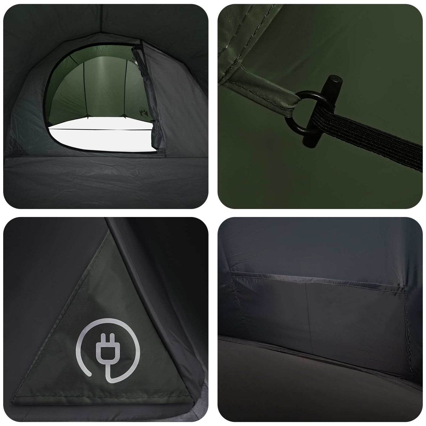 Tunnelzelt 410 x 175 x 105 cm Olivgrün Polyester und Stahl