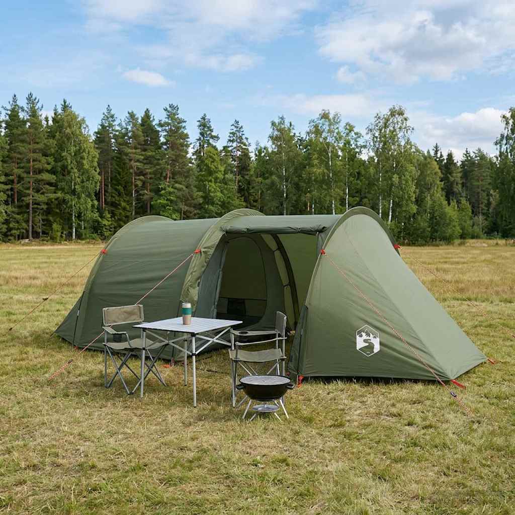 Tunnelzelt 410 x 175 x 105 cm Olivgrün Polyester und Stahl