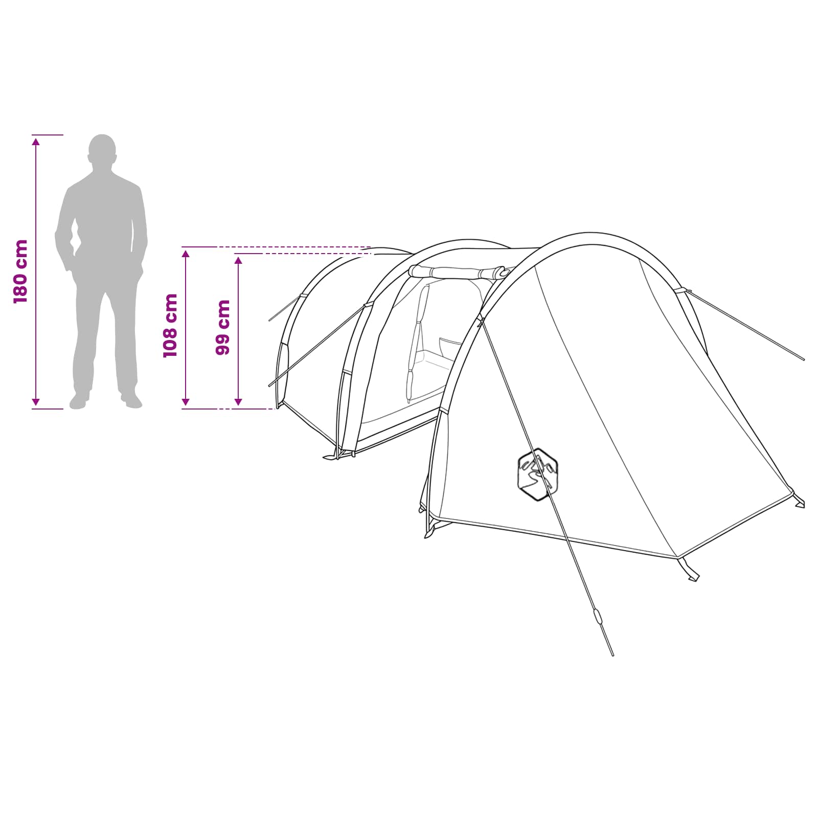 Tunnelzelt 410 x 175 x 105 cm Olivgrün Polyester und Stahl