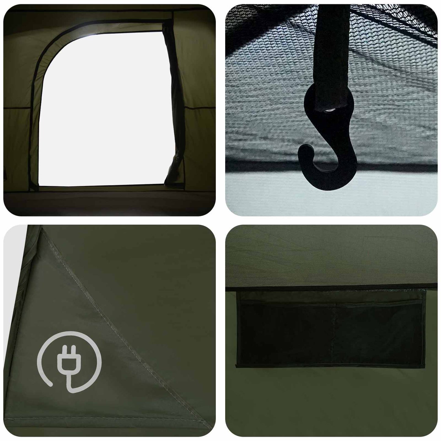Hütten-Zelt Olive Grün 244 x 213 x 183 cm Polyester und Stahl