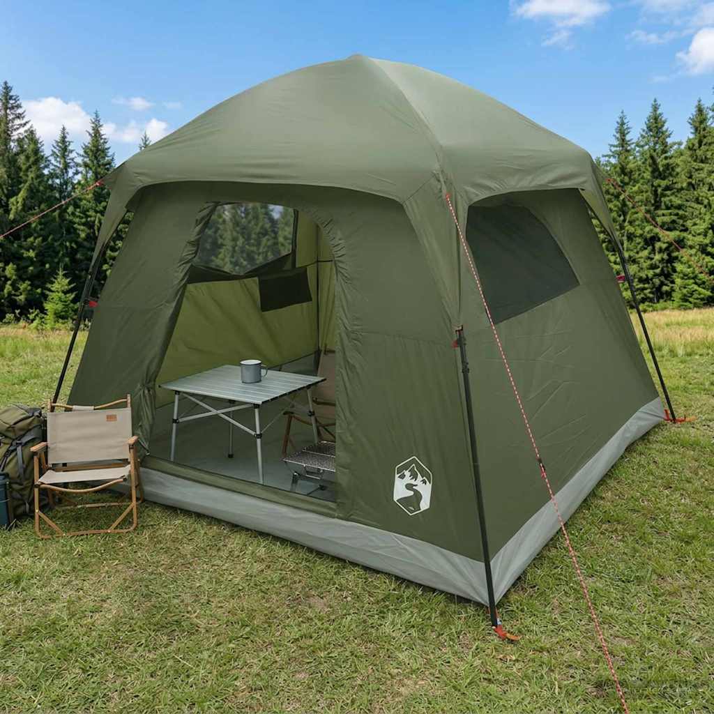 Hütten-Zelt Olive Grün 244 x 213 x 183 cm Polyester und Stahl