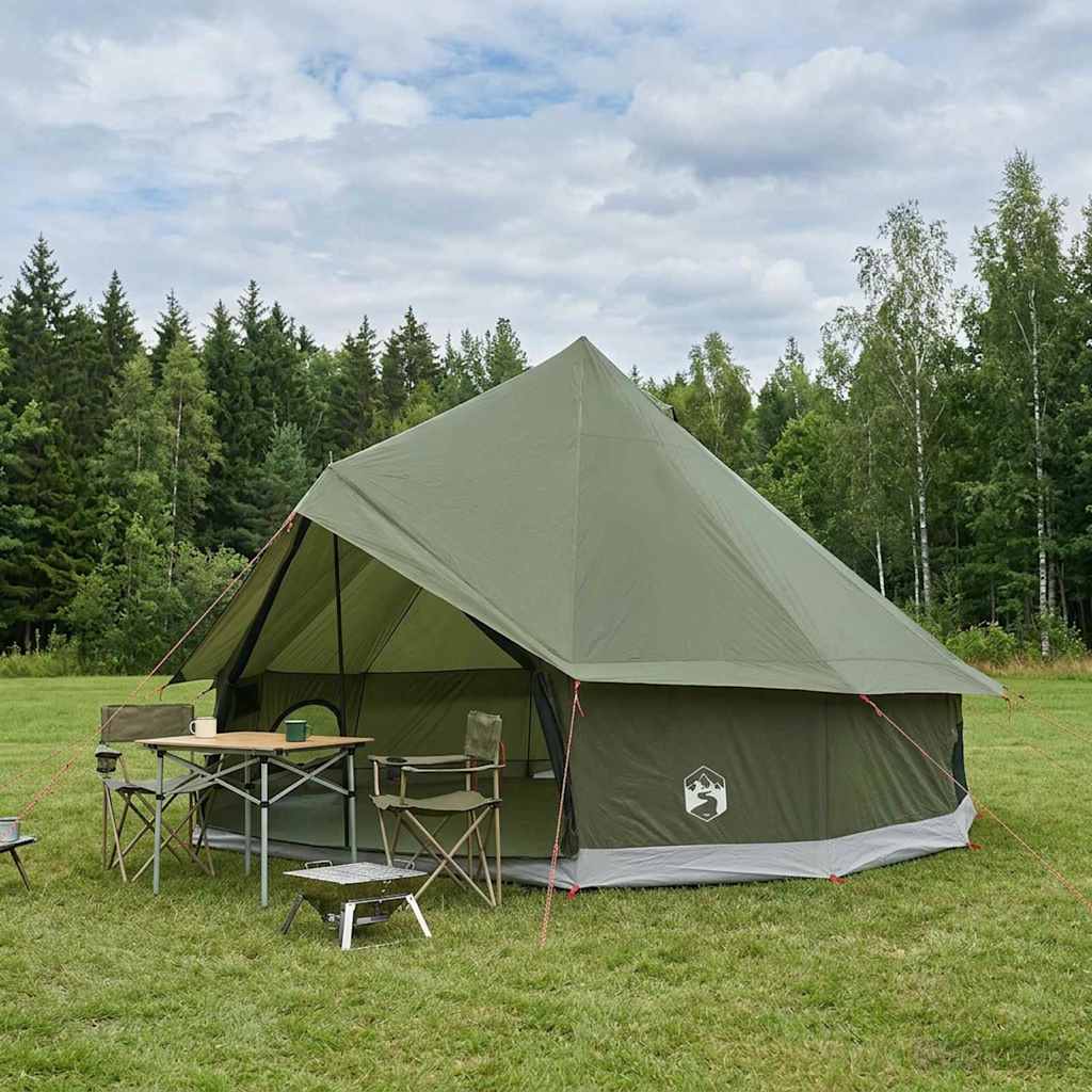 Tipi Zelt 6 Personen Olivgrün Polyester und Stahl
