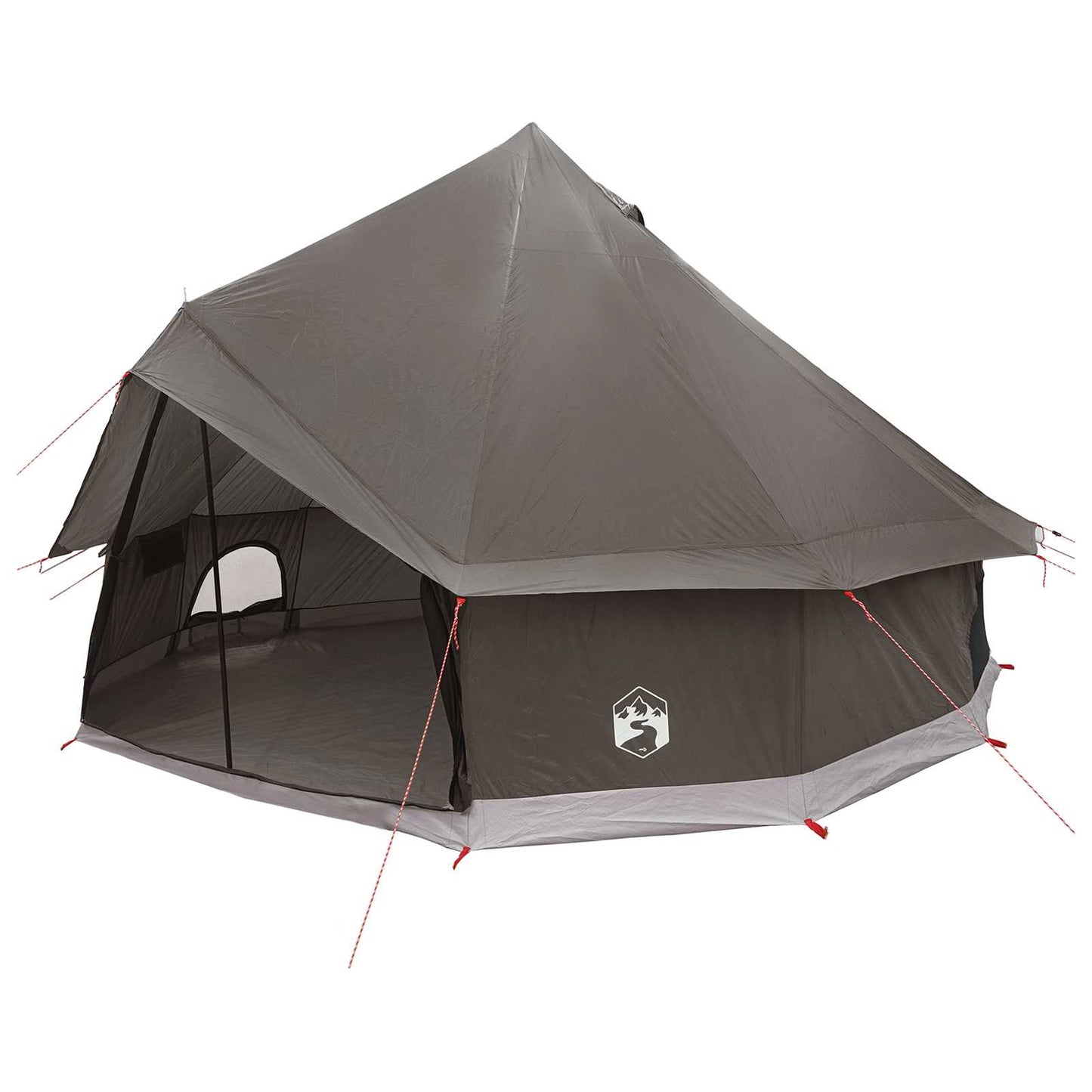 Tipi Zelt 6 Personen Braun Grau Polyester und Stahl