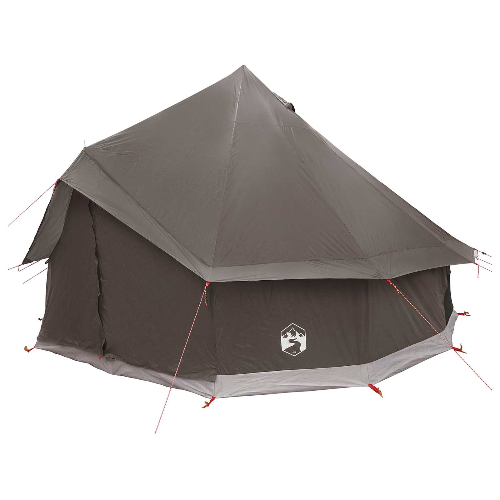 Tipi Zelt 6 Personen Braun Grau Polyester und Stahl