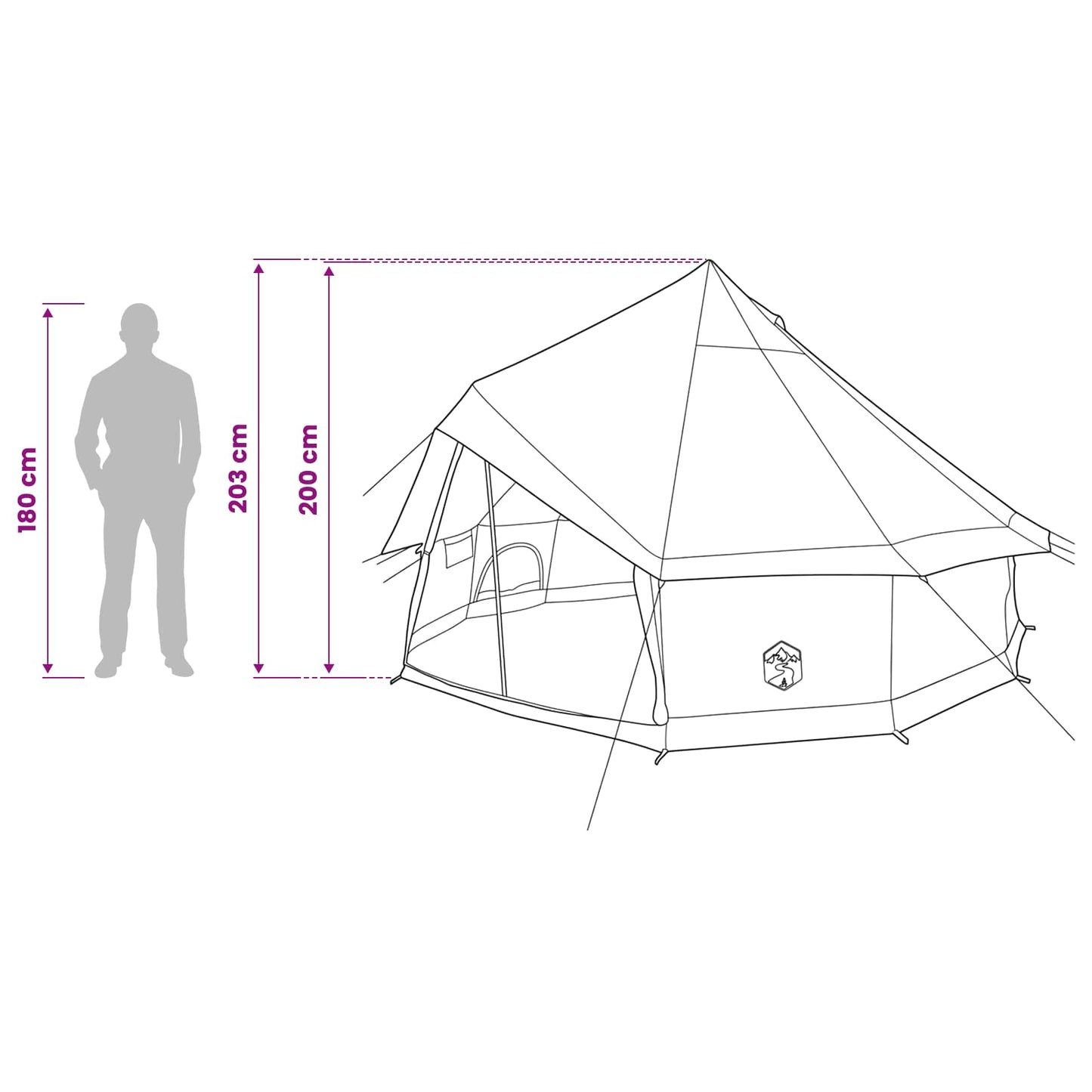 Tipi Zelt 6 Personen Braun Grau Polyester und Stahl
