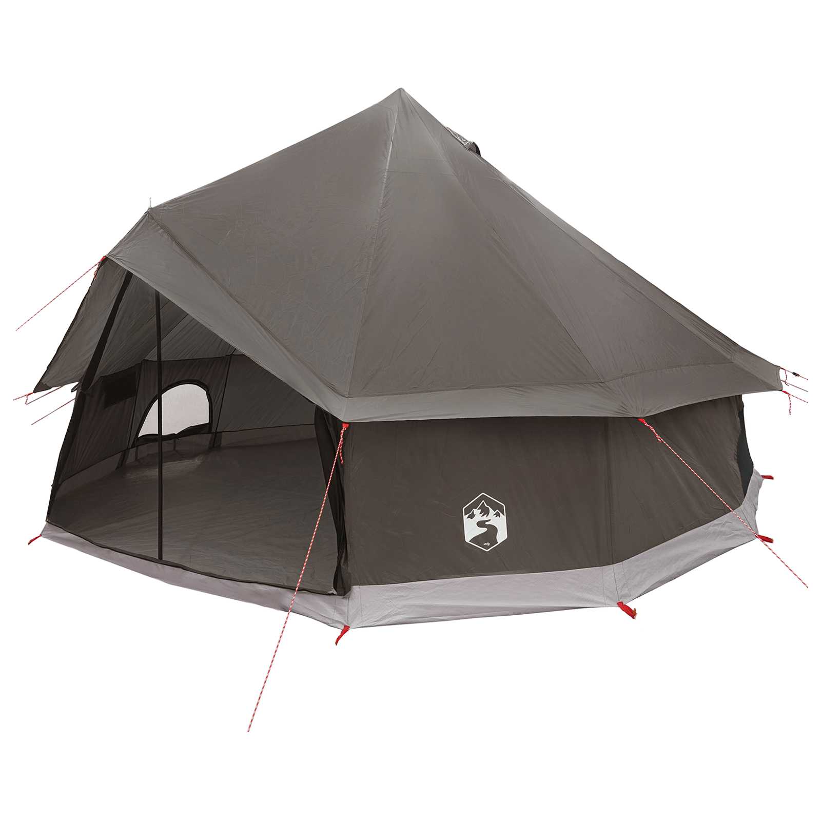 Tipi Zelt 8 Personen Braun Grau Polyester und Stahl