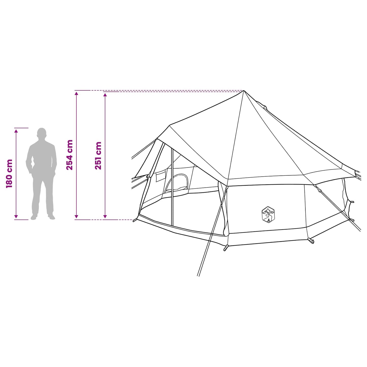 Tipi Zelt 8 Personen Braun Grau Polyester und Stahl