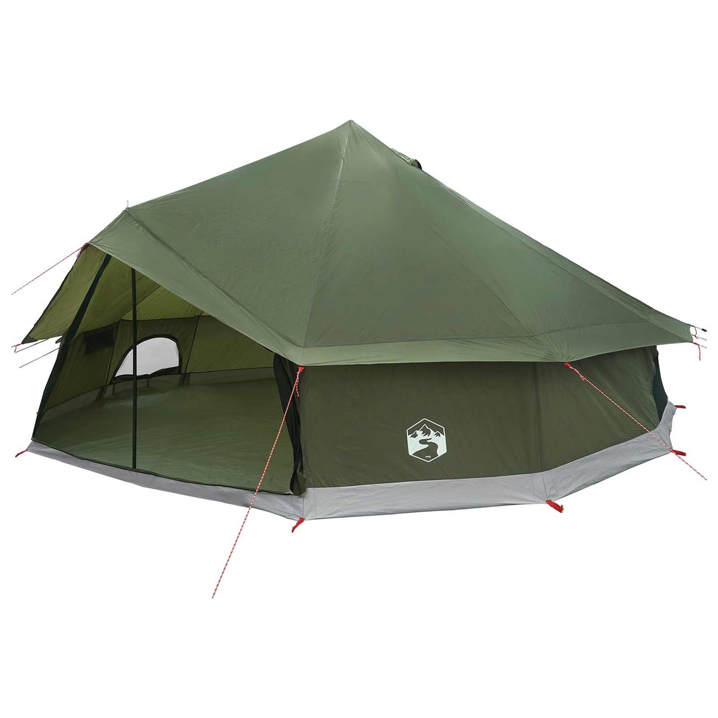 Tipi Zelt 12 Personen Olivgrün Polyester und Stahl