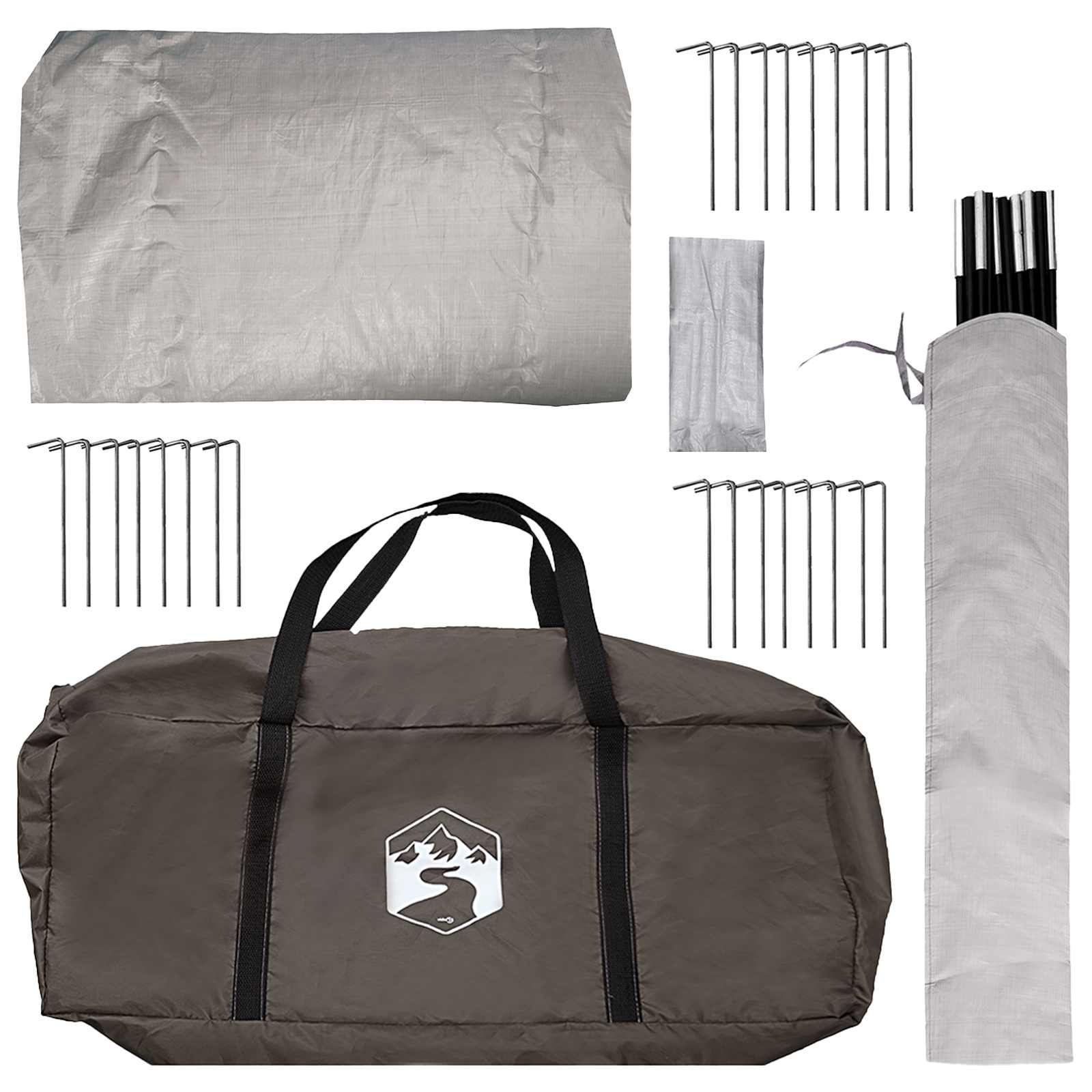 Tipi Zelt 12 Personen Braun Grau Polyester und Stahl