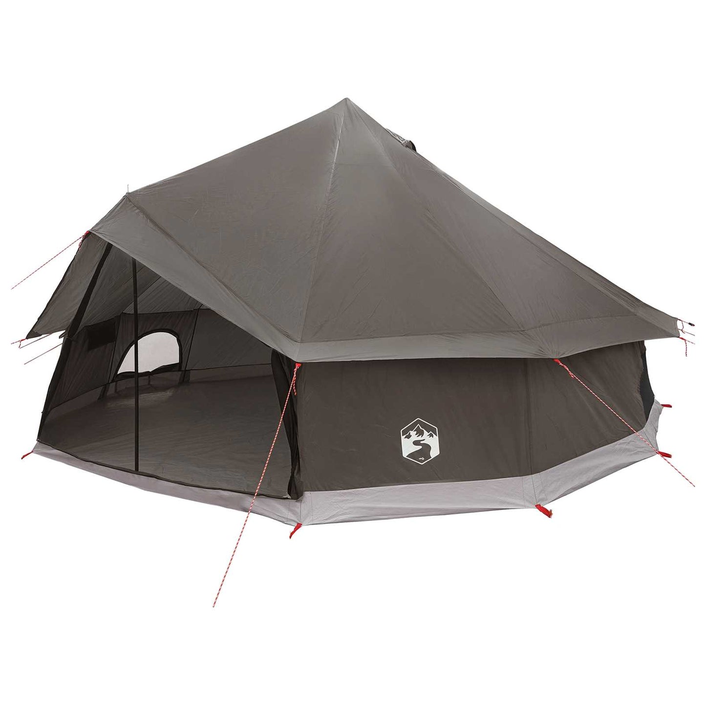 Tipi Zelt 12 Personen Braun Grau Polyester und Stahl
