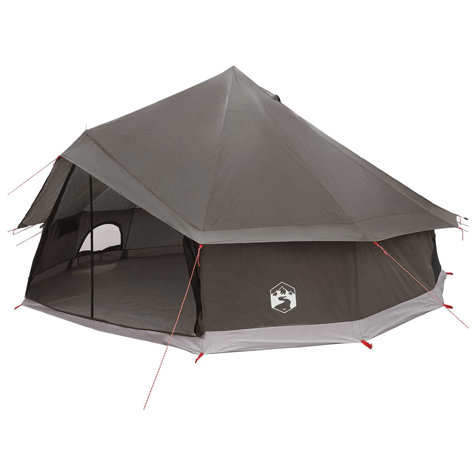 Tipi Zelt 12 Personen Braun Grau Polyester und Stahl