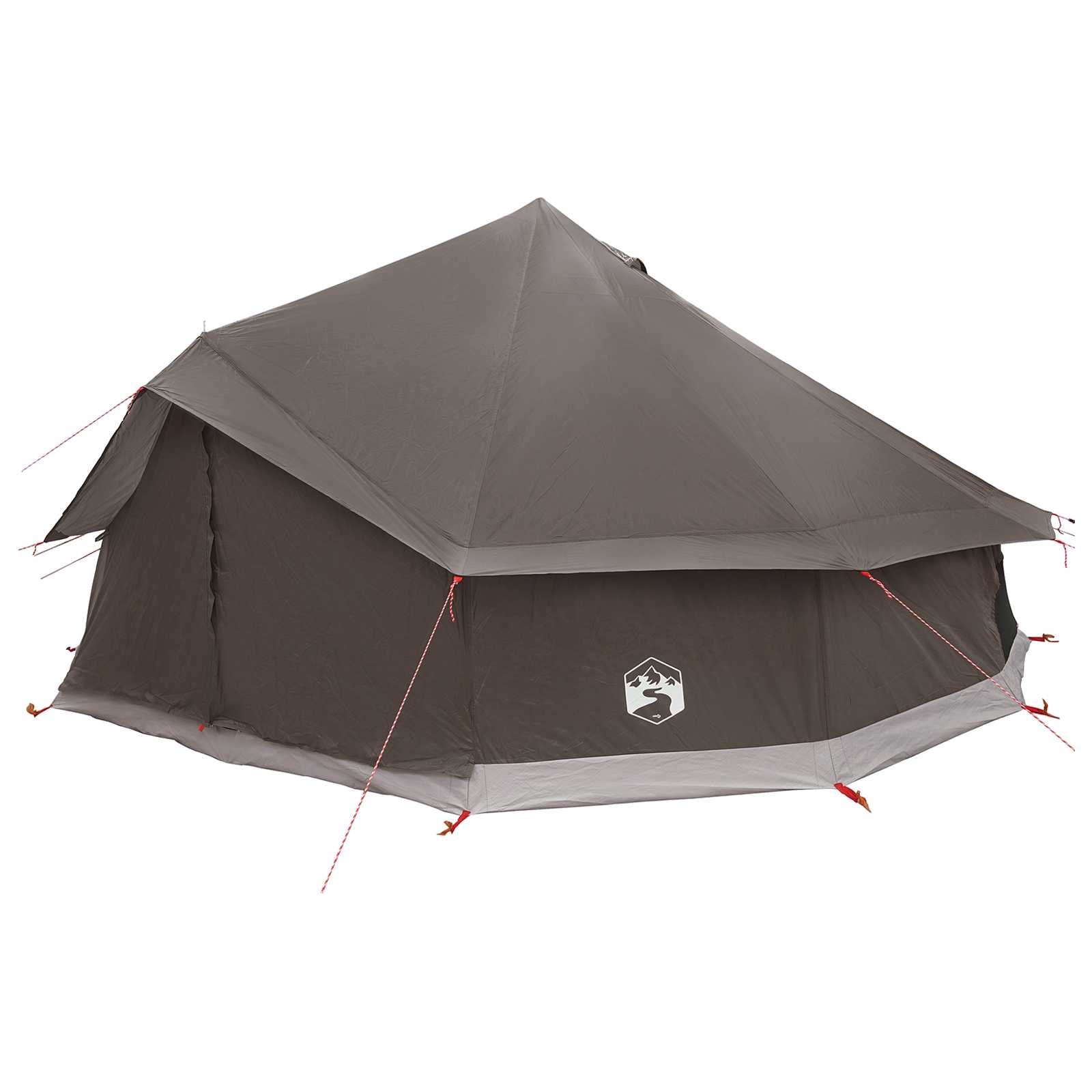 Tipi Zelt 12 Personen Braun Grau Polyester und Stahl