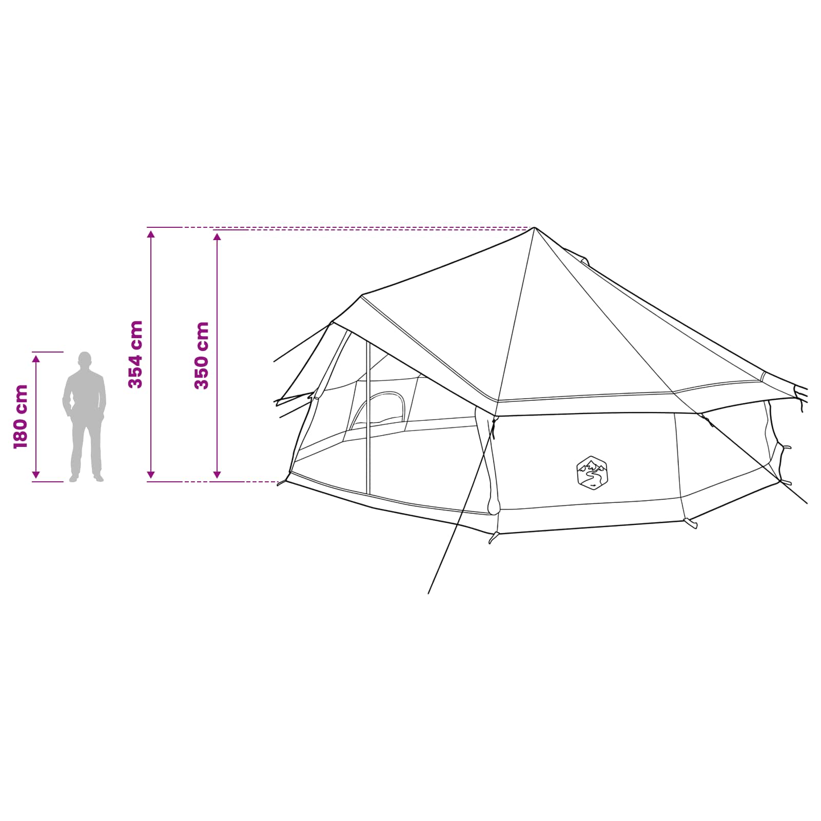 Tipi Zelt 12 Personen Braun Grau Polyester und Stahl