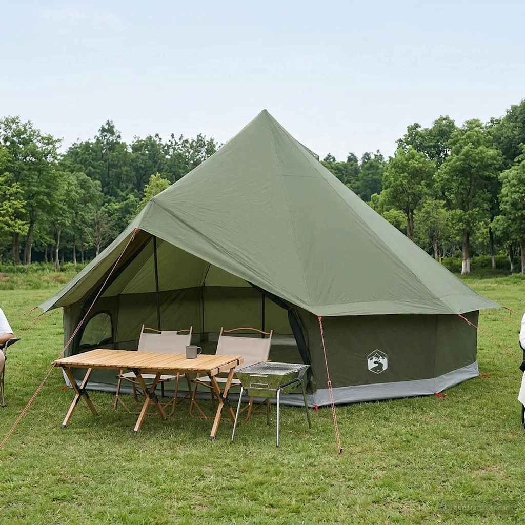 Tipi Zelt 10 Personen Olivgrün Polyester und Stahl