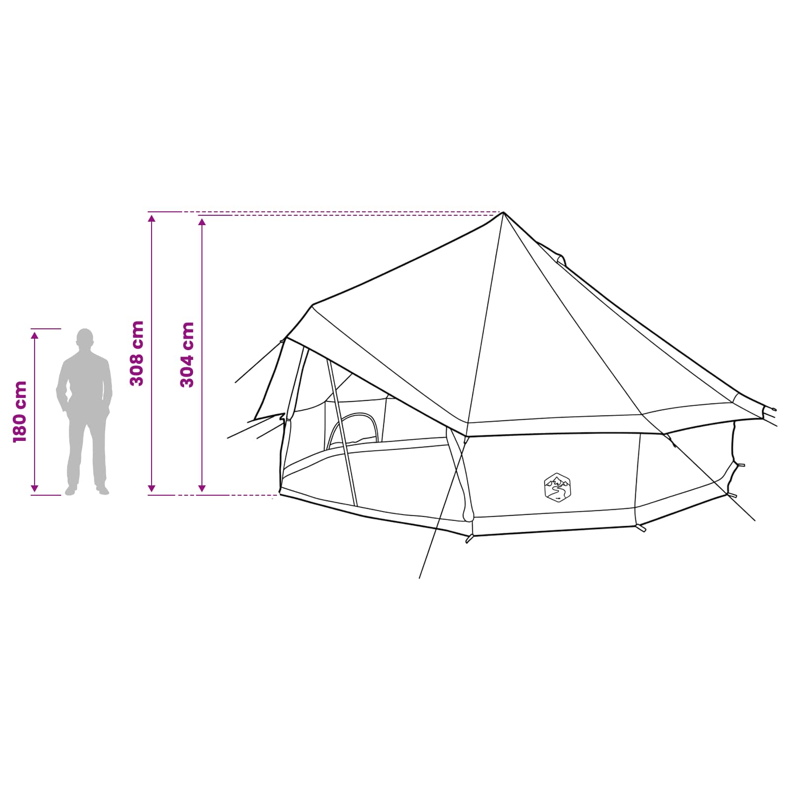 Tipi Zelt 10 Personen Olivgrün Polyester und Stahl