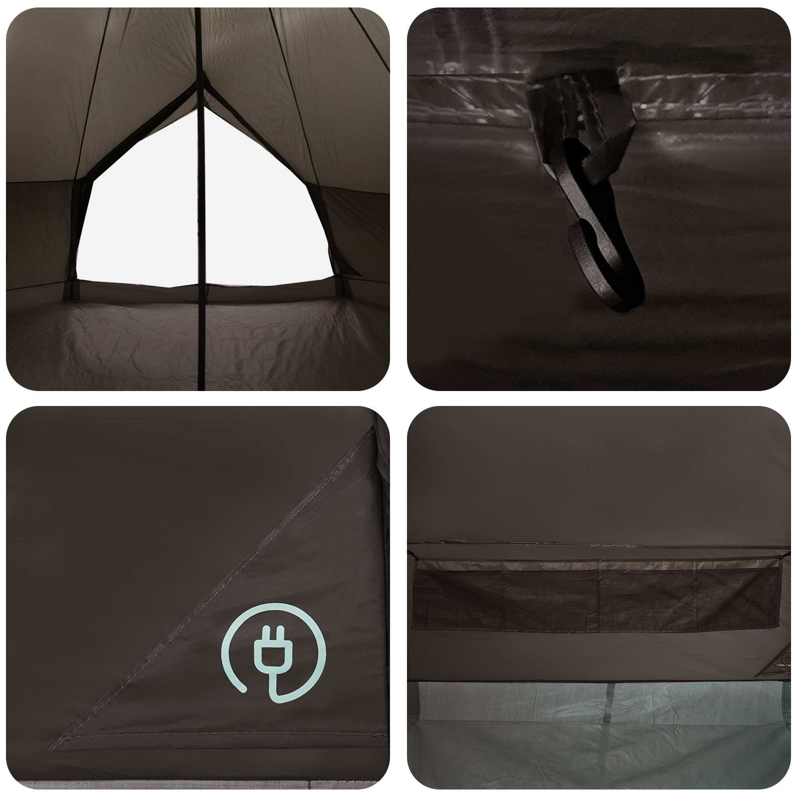 Tipi Zelt 10 Personen Braun Grau Polyester und Stahl