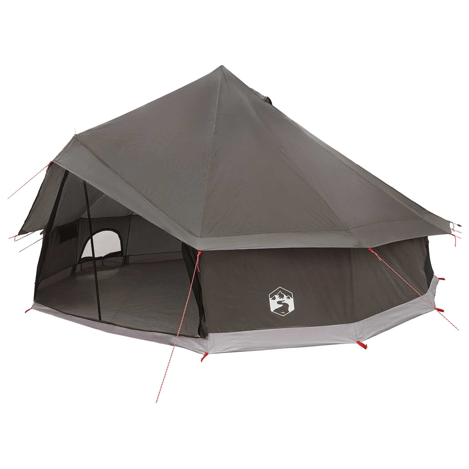 Tipi Zelt 10 Personen Braun Grau Polyester und Stahl