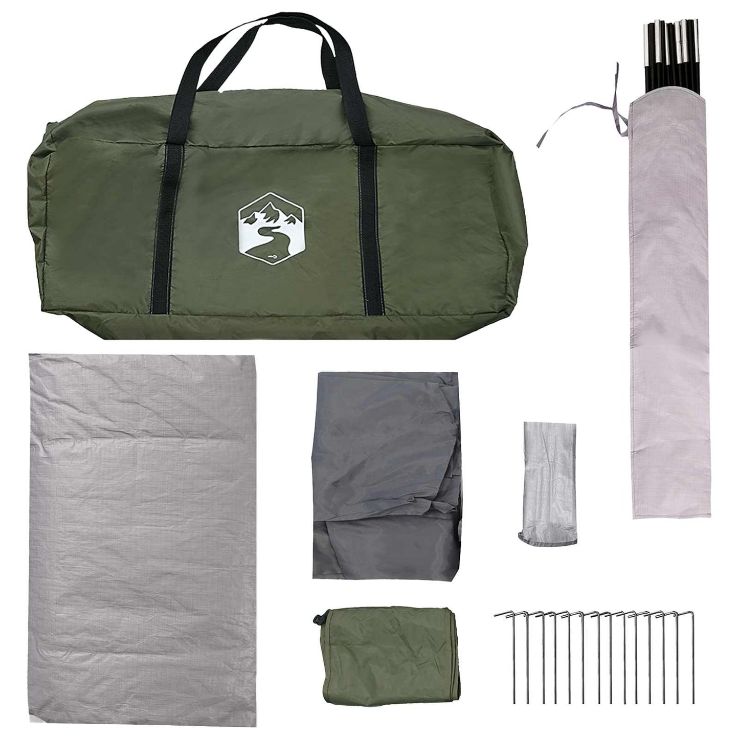 Tunnelzelt Olive Grün 400 x 260 x 200 cm Polyester und Stahl