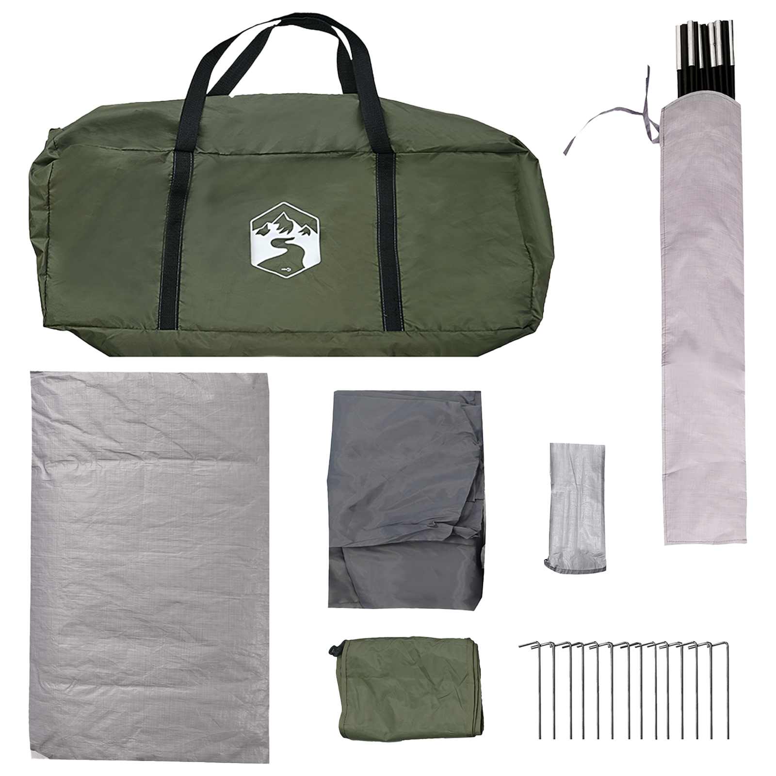Tunnelzelt Olive Grün 400 x 260 x 200 cm Polyester und Stahl