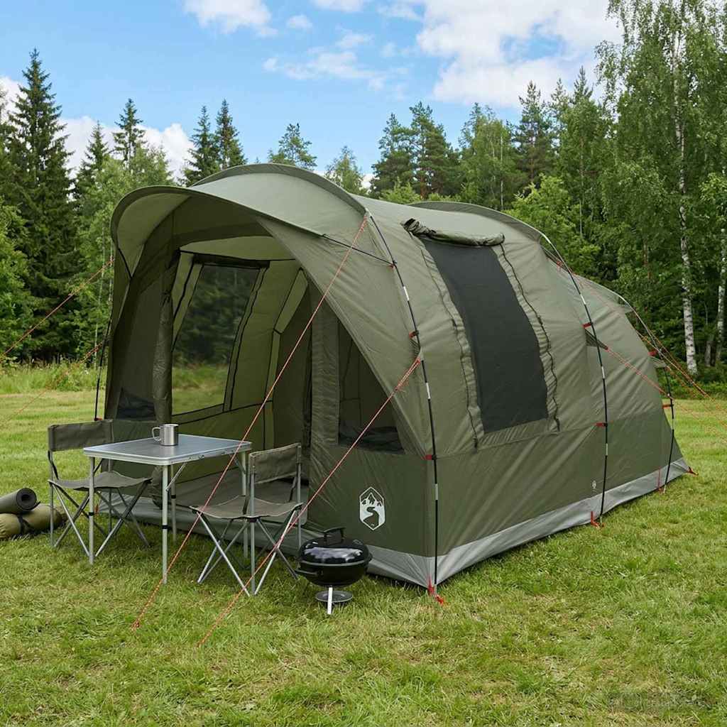 Tunnelzelt Olive Grün 400 x 260 x 200 cm Polyester und Stahl