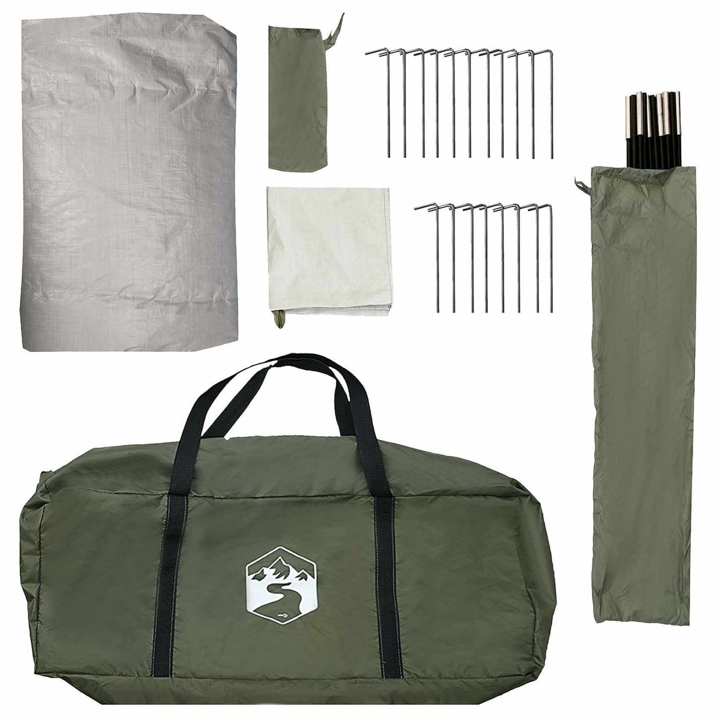 Hütten-Zelt 4 Personen Olivgrün Polyester und Stahl