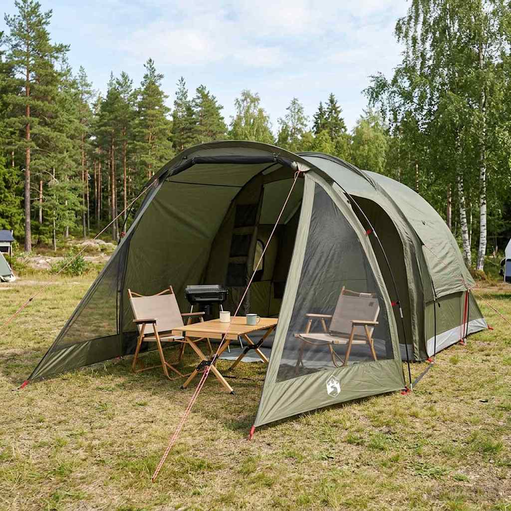Hütten-Zelt 4 Personen Olivgrün Polyester und Stahl