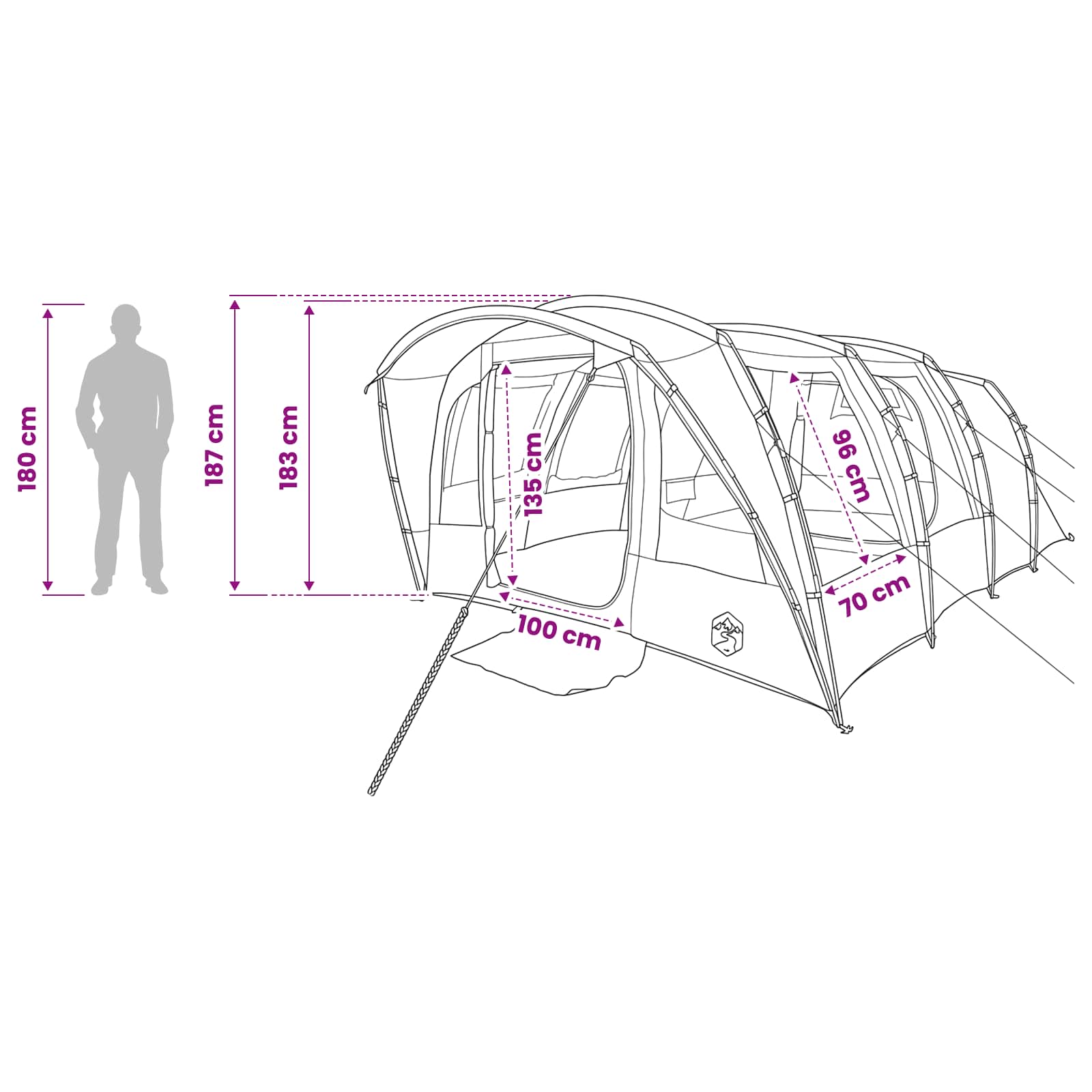 Tunnelzelt 427 x 315 x 178 cm Olivgrün Polyester und Stahl