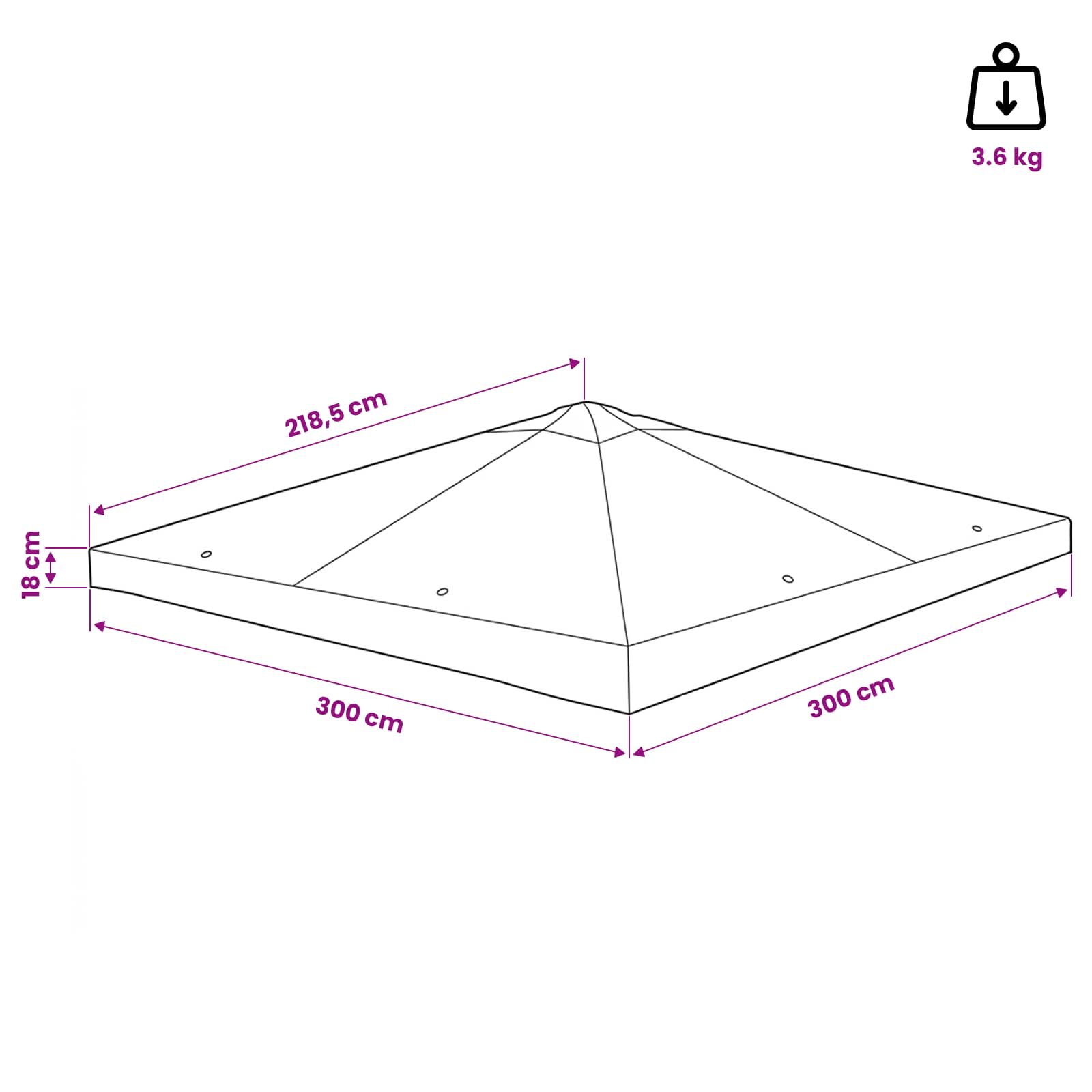 Pavillon Abdeckung 300 x 300 cm Taupe Polyester und Stahl